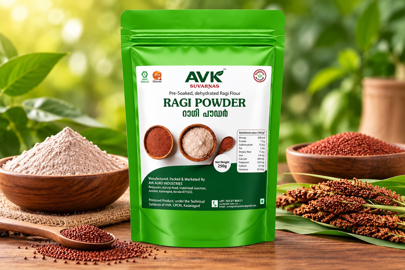 AVK SUVARNAS pre-soaked dehydrated ragi powder pouch