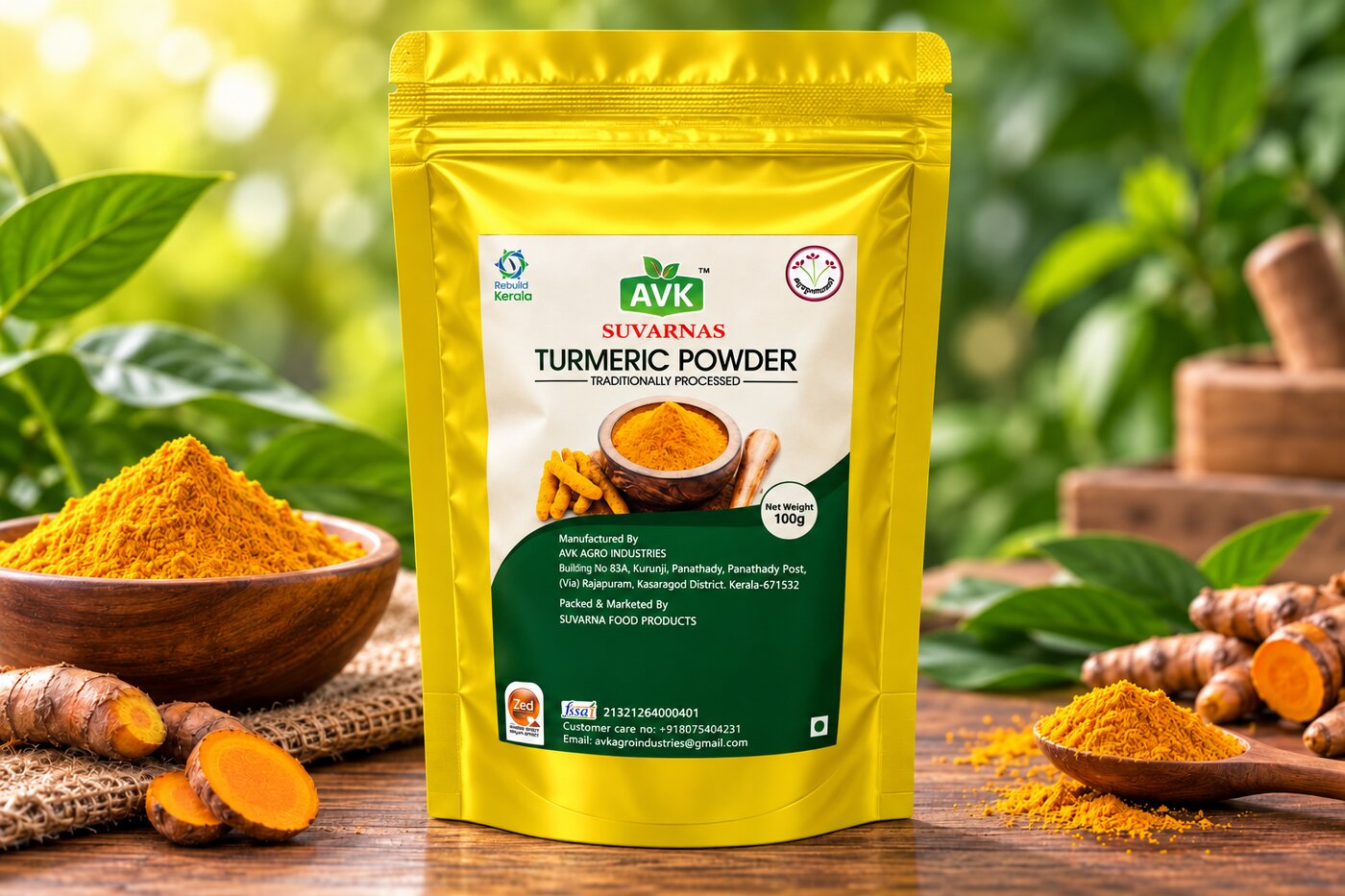 AVK SUVARNAS traditionally processed turmeric powder pouch